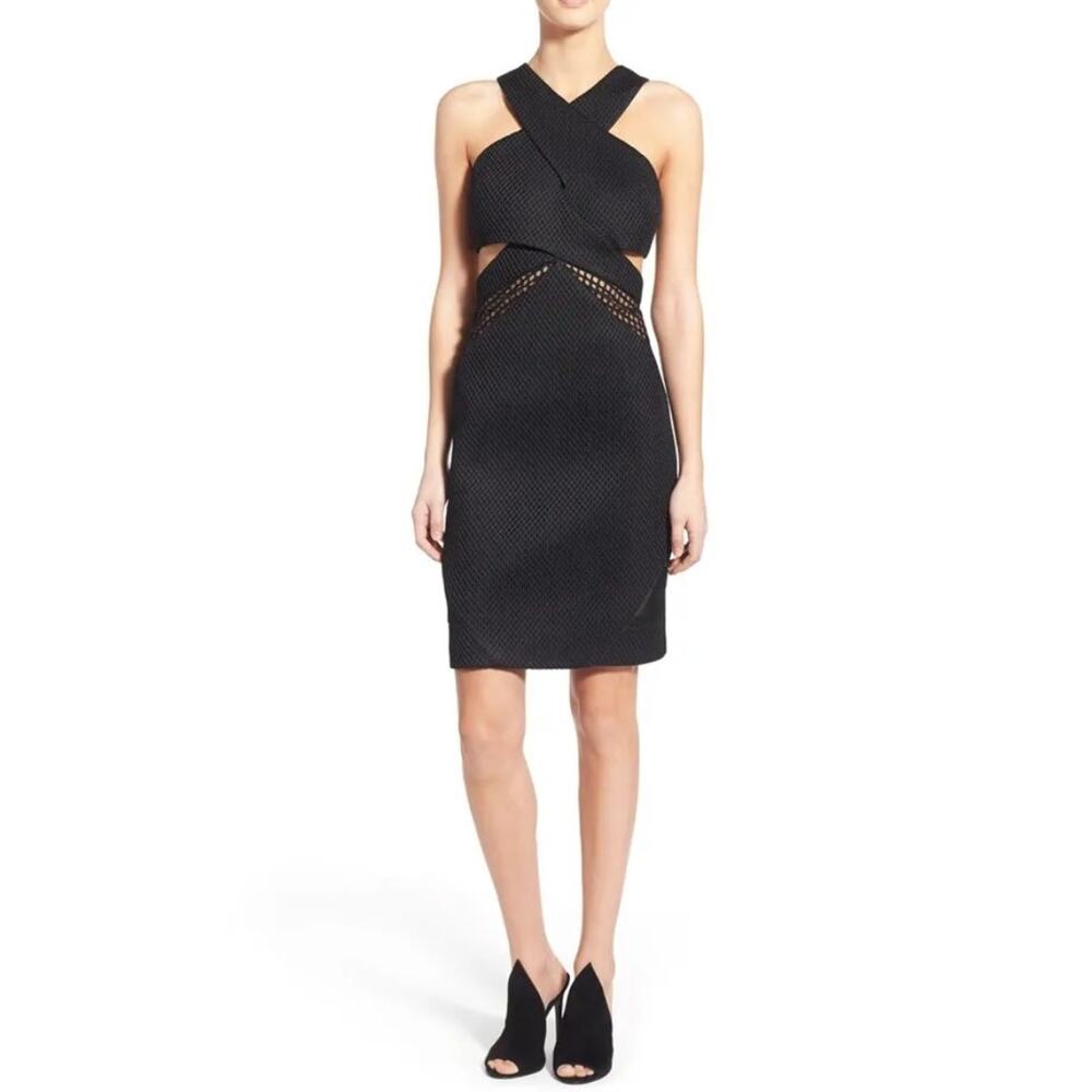 NWOT Kendall & Kylie Women’s Black Jana Mesh Spliced Midi Dress Size Small - Picture 3 of 13